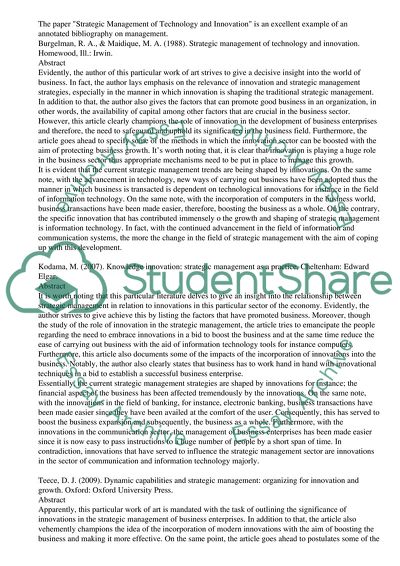 Innovation and Strategic Management