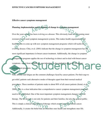 Effective Cancer Symptoms Management