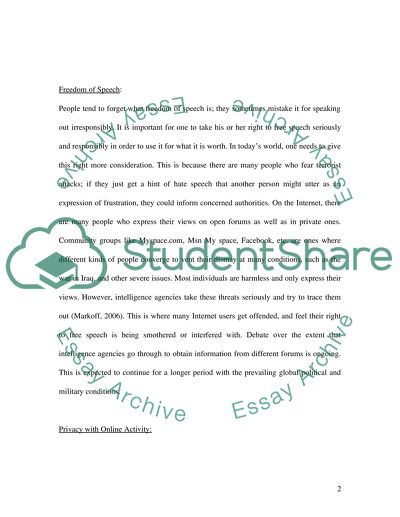 Freedom of Speech and Internet Privacy