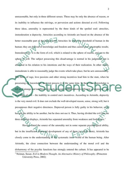 The role of evil in Aristotle, Kant and Hannah Arendt