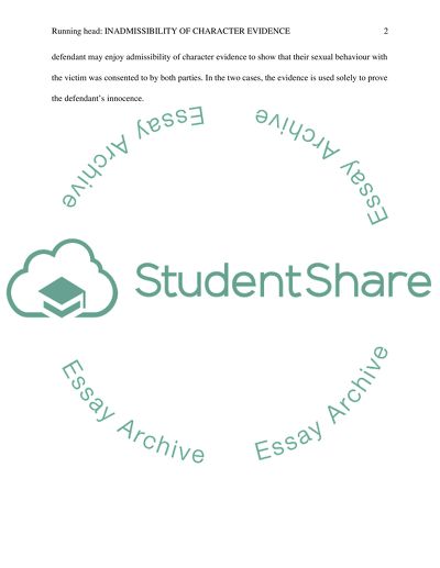 Inadmissibility of Character Evidence