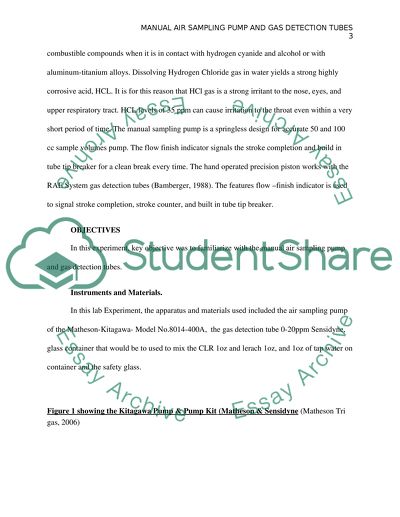 HCL gas detection by using manual air sampling pump