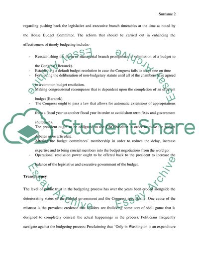 Improving the Budgetary Process