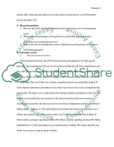 Lewis and Goldin Approach of Measuring the Cost of The Civil War