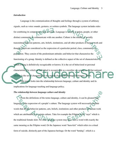 Language, Culture and Identity