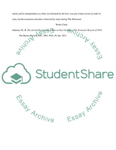 The Jewish Declaration of War on Nazi Germany