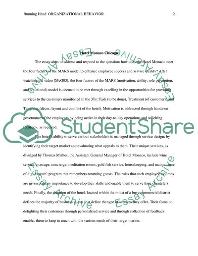 Orgnaizational behavior Hotel Monaco