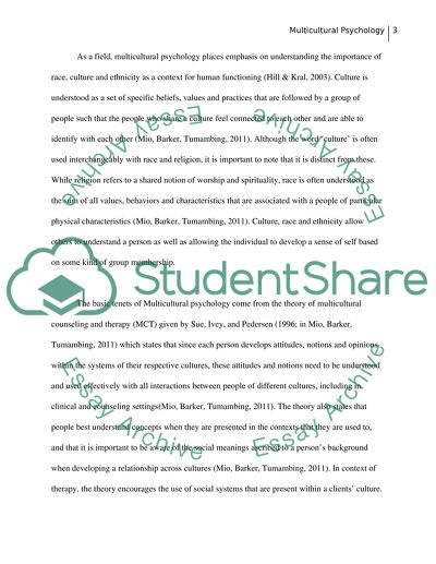 Multicultural Psychology Paper