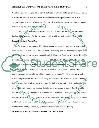 Deficit, Debt and Political Theory of Government Debt