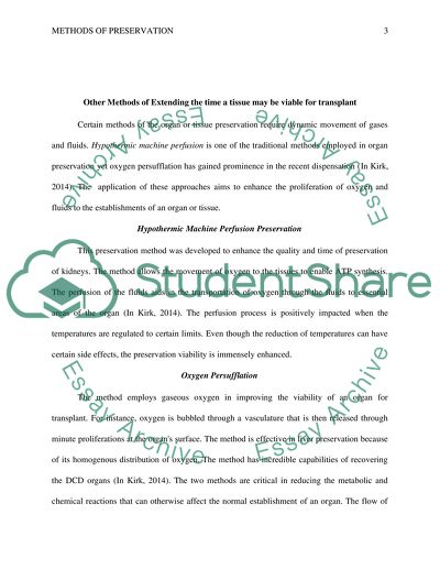 Effect of lowering temperature in tissue and organ preservation