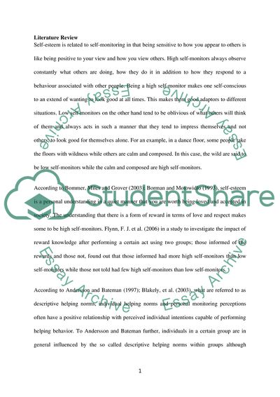 Self Monitoring and Self Esteem Have a Positive Relationship for Students