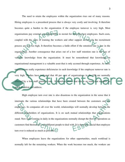 Work Based Module on IMPACT OF LOW STAFF RETENTION