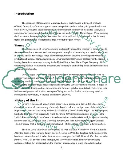 Lowes Performance in Terms of Products Offered