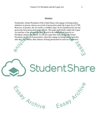 Logan Act Violations via Foreign Policy