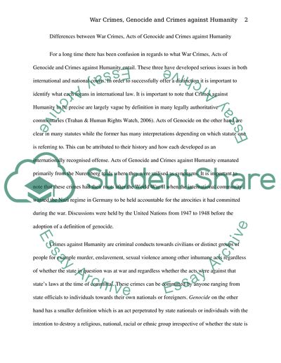 Differences between War Crimes, Genocide and Crimes against Humanity