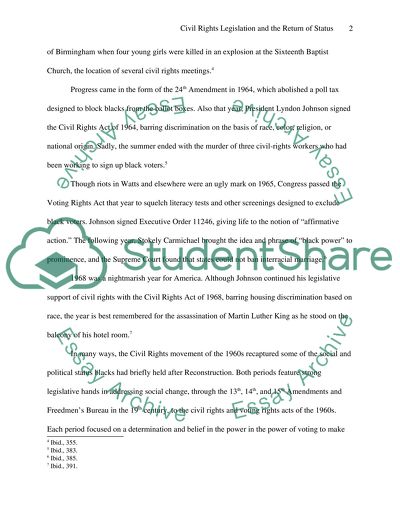 Civil Rights Legislation and the Return of Status