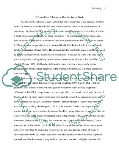 Social Security Schemes and Carer Allowances