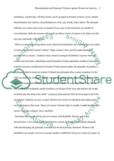 Discrimination and Domestic Violence against Women in America