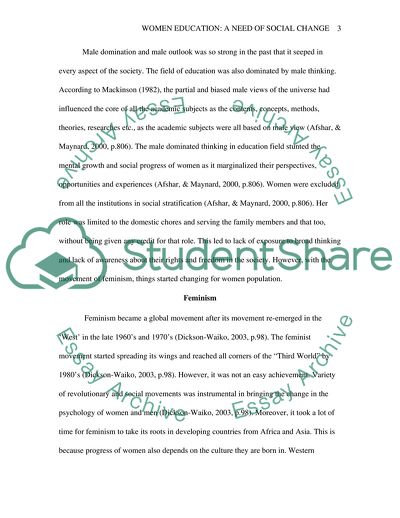 A Need Of Social Change in Women Education