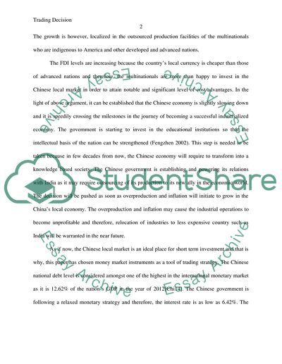 Making a Trading Decision in the Chinese Market