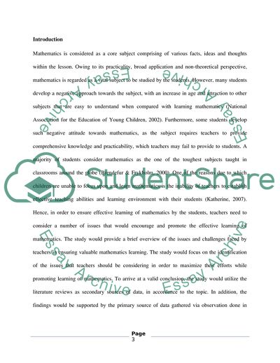 What Are the Key Issues for Teachers to Consider in Their Efforts to Promote the Learning of Maths