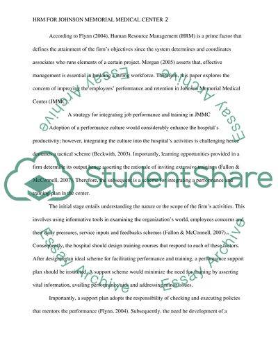 Human Resource Management: Johnson Memorial Medical Center