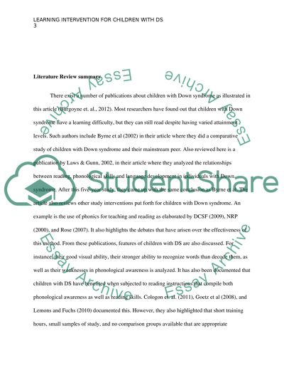 Efficacy of a reading and language intervention for children with Down syndrome