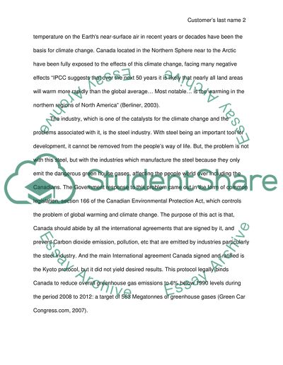 Policies on greenhouse gas emissions by Canadian industries