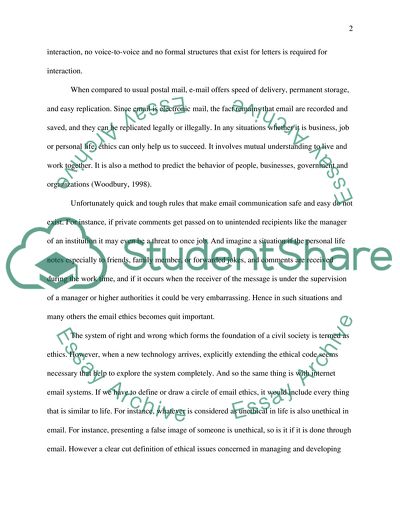 Ethics in E-mail Communication and Internet