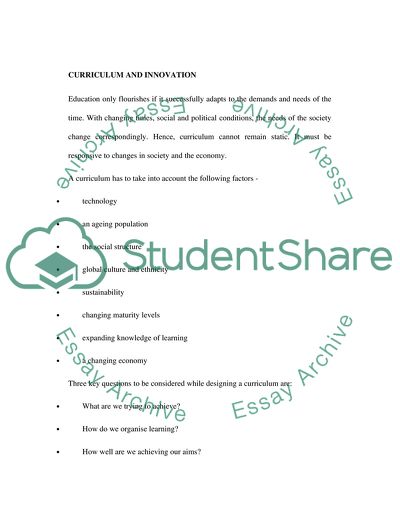 Discussion of a Curriculum Innovation