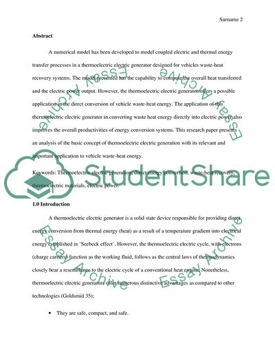 Waste Heat from Exhaust Gases Generated from Automobiles Applications
