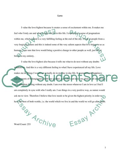 Why I Value Love the Highest