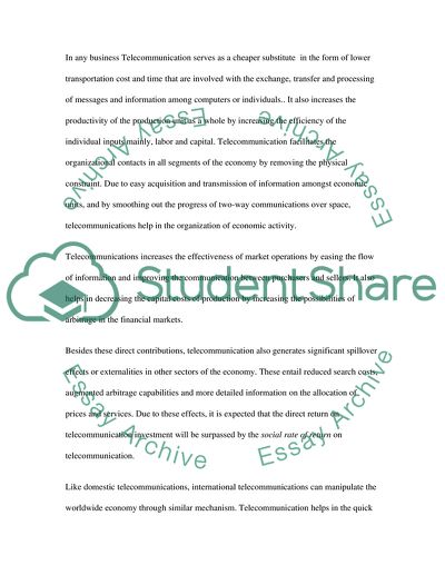 The Effects of Telecommunication Systems on Economic Activity