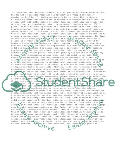 Balanced Scorecard Approach