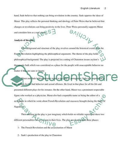 Analysis of the Play by Peter Weiss-Marat