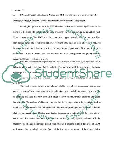 The Developmental Problems Associated with Downs Syndrome
