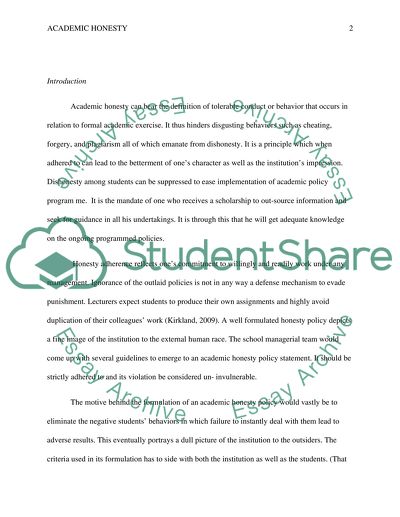 plagiarism and academic honesty essay