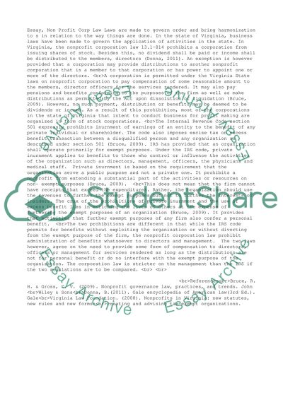 Non Profit Corp Law