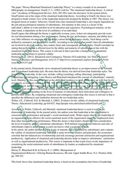 Hersey-Blanchard Situational Leadership Theory