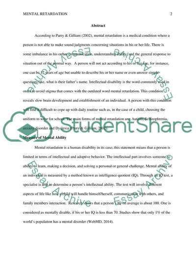 Main Characteristics of Mental Retardation