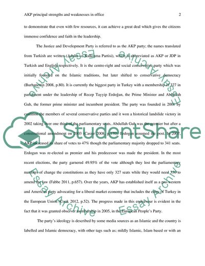AKP Principal Strengths and Weaknesses in the Office