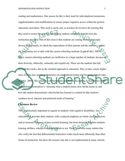 Differentiated Instruction in Elementary Math