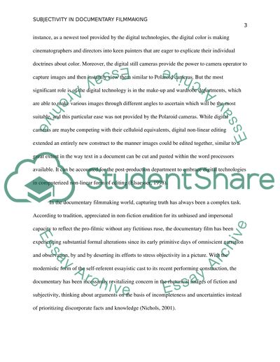 Subjectivity in Documentary Filmmaking