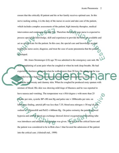 Acute Pneumonia and Critical Nursing