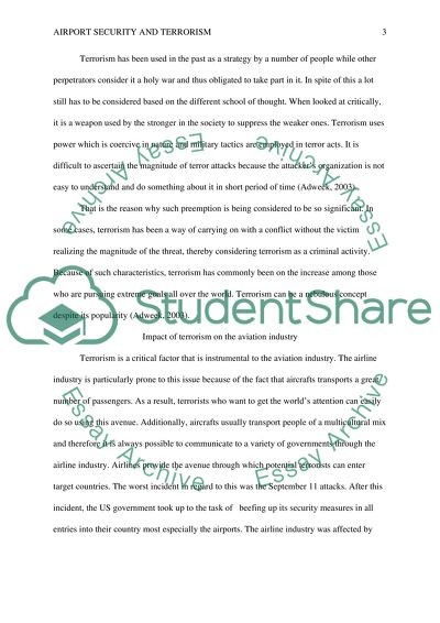 Terrorism and Its Impact on the Aviation Sector