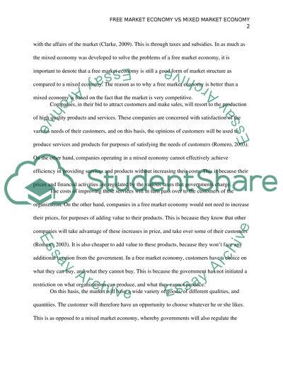 To what extent do you agree with free market economies being more effective than a mixed economy