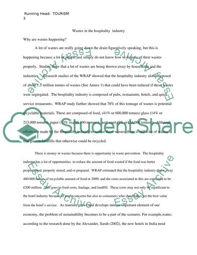 Wastes in the hospitality industry