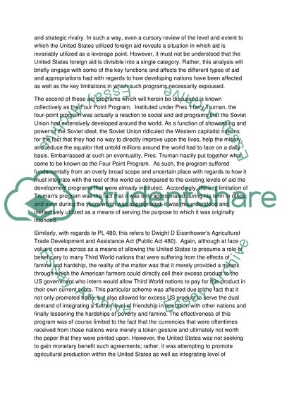 US Aid Programs in the Post-World War II Period