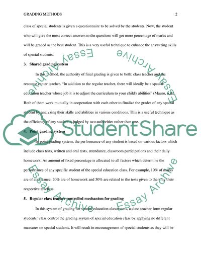 The Identifying Grading Methods for Special Education Classrooms