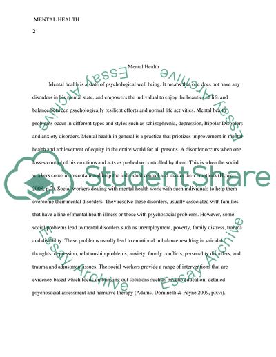 Social Work: Mental health